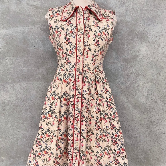 Petra Vanessie Cotton Blend Midi Floral & Tan Dress - AU 8 - Picture 3 of 13